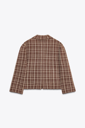 Checked Knit Cardigan