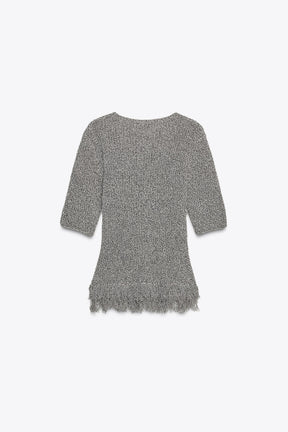 SHORT SLEEVE KNIT FRINGED JUMPER - Image 4