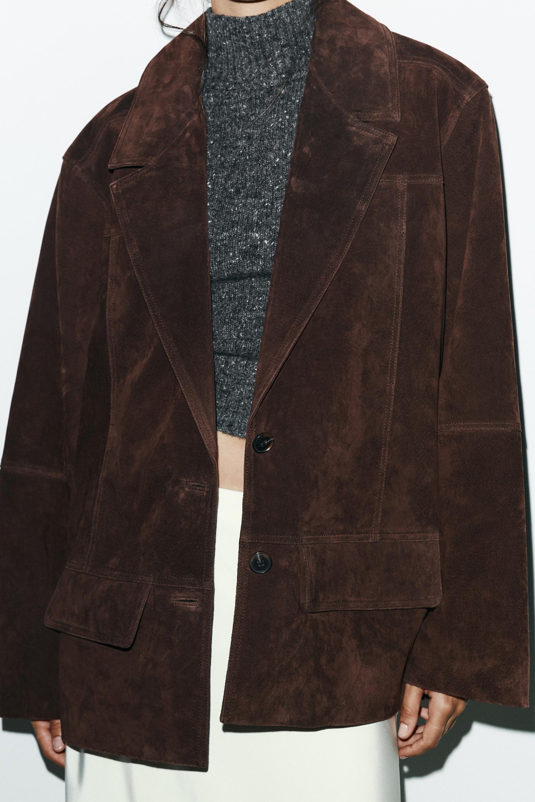Übergroße Wildlederjacke