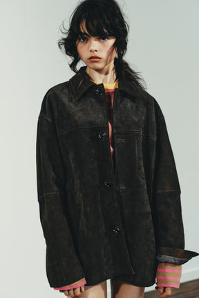 Übergroße Wildlederjacke