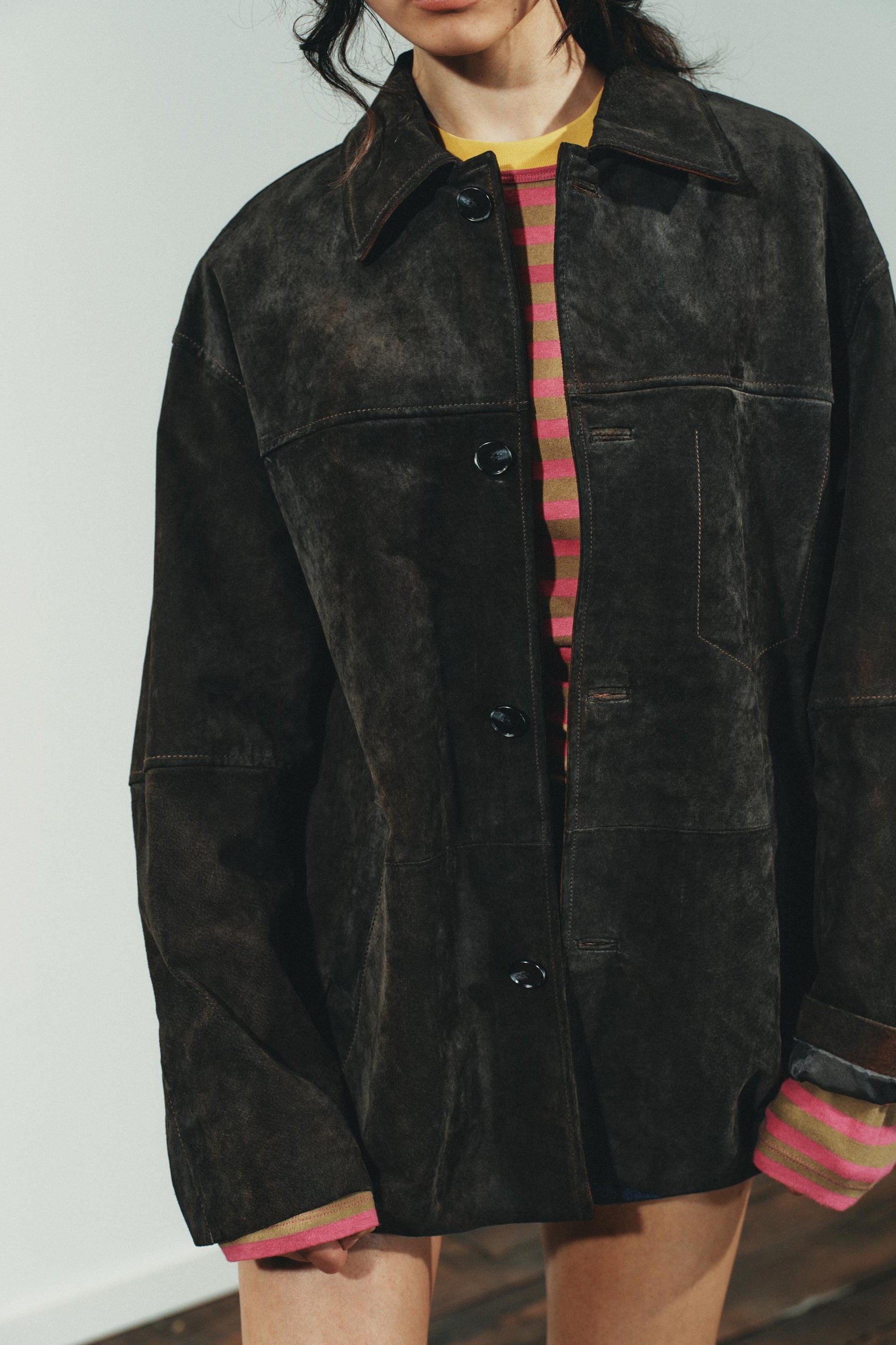 Übergroße Wildlederjacke