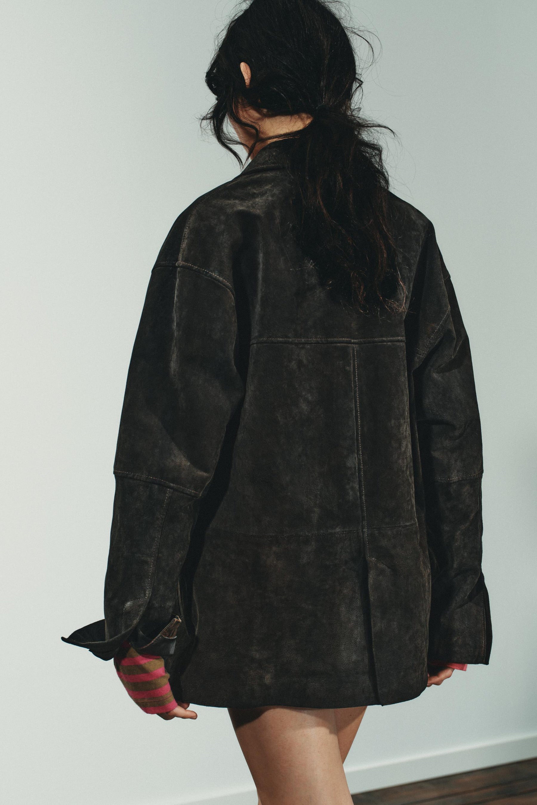 Übergroße Wildlederjacke
