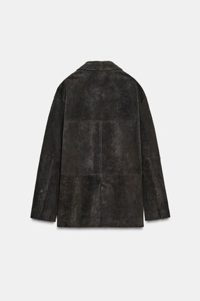 OVERSIZED 100% LEATHER SUEDE JACKET - Image 2