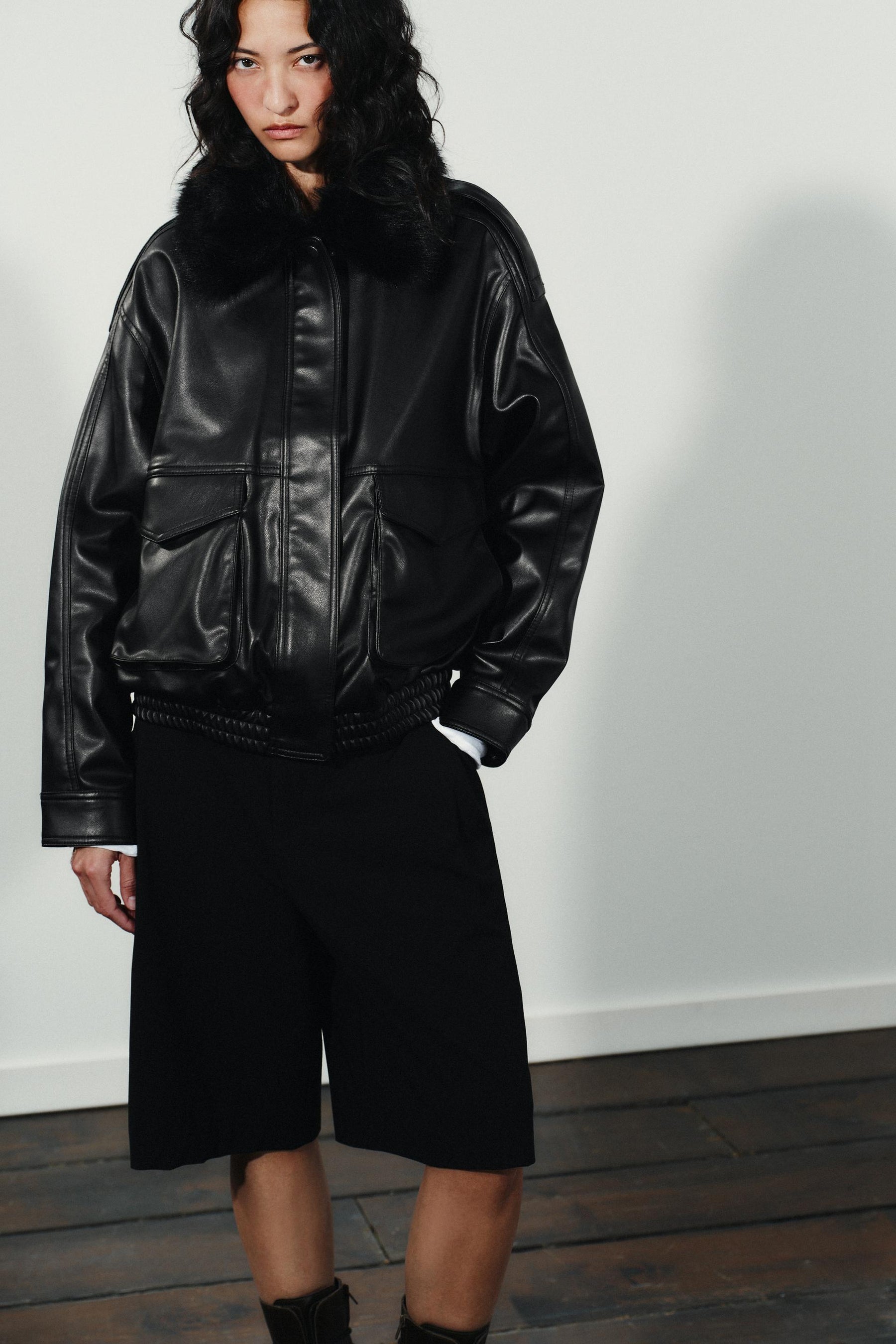 Jacke mit Kunstpelzkragen