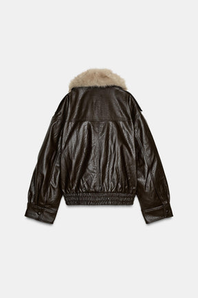 FAUX LEATHER JACKET WITH
