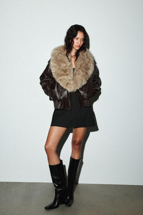 FAUX LEATHER JACKET WITH