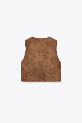 FAUX SUEDE WAISTCOAT WITH BEADED EMBROIDERY - Image 5