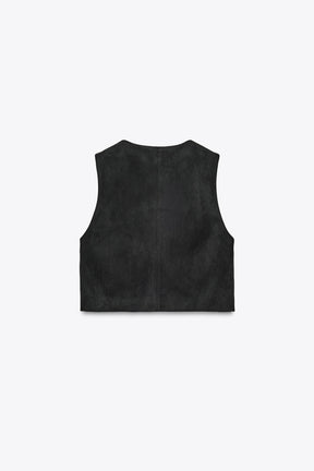 FAUX SUEDE WAISTCOAT WITH BEADED EMBROIDERY - Image 6