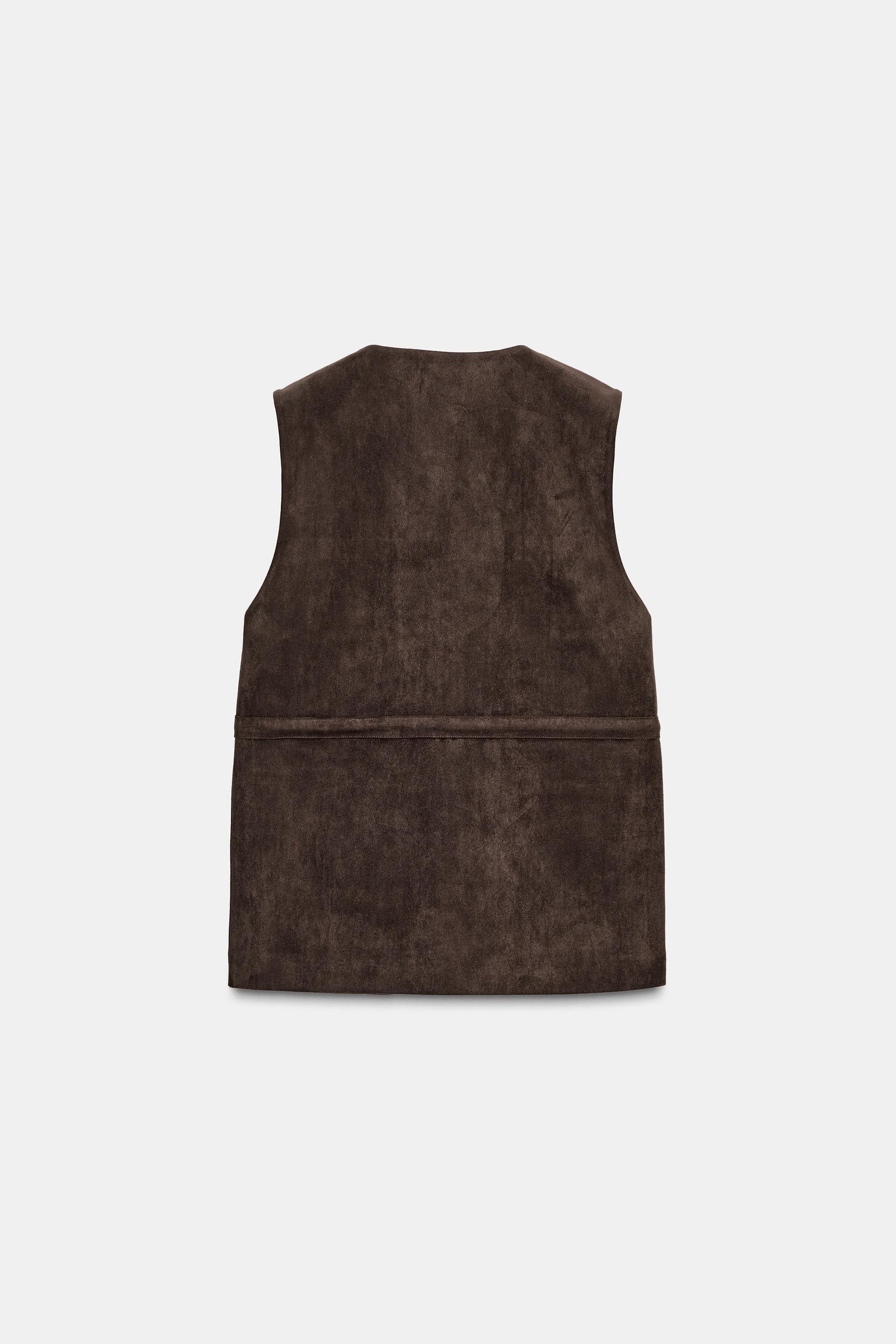 FAUX SUEDE WAISTCOAT WITH POCKETS - Image 5