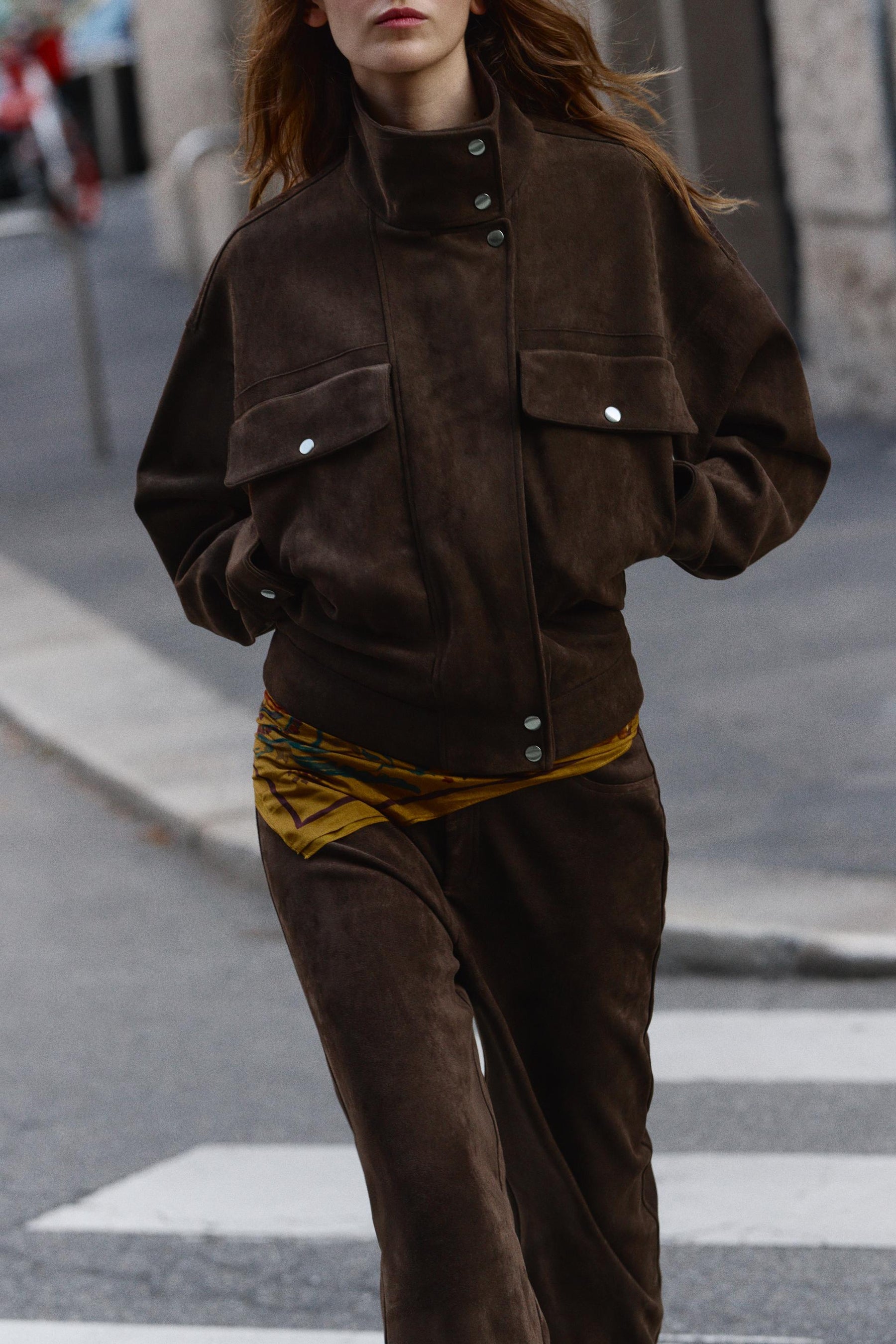 Oversized-Jacke aus Wildlederimitat