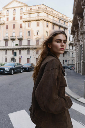 Oversized-Jacke aus Wildlederimitat