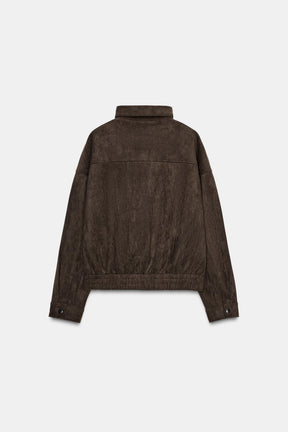 Oversized-Jacke aus Wildlederimitat