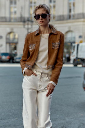 FAUX SUEDE STUDDED JACKET - Image 2