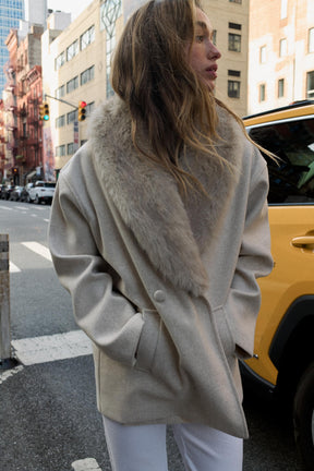 SOFT COAT WITH FAUX FUR COLLAR - Image 5
