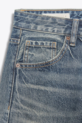 Ripped mid-waist folded jeans