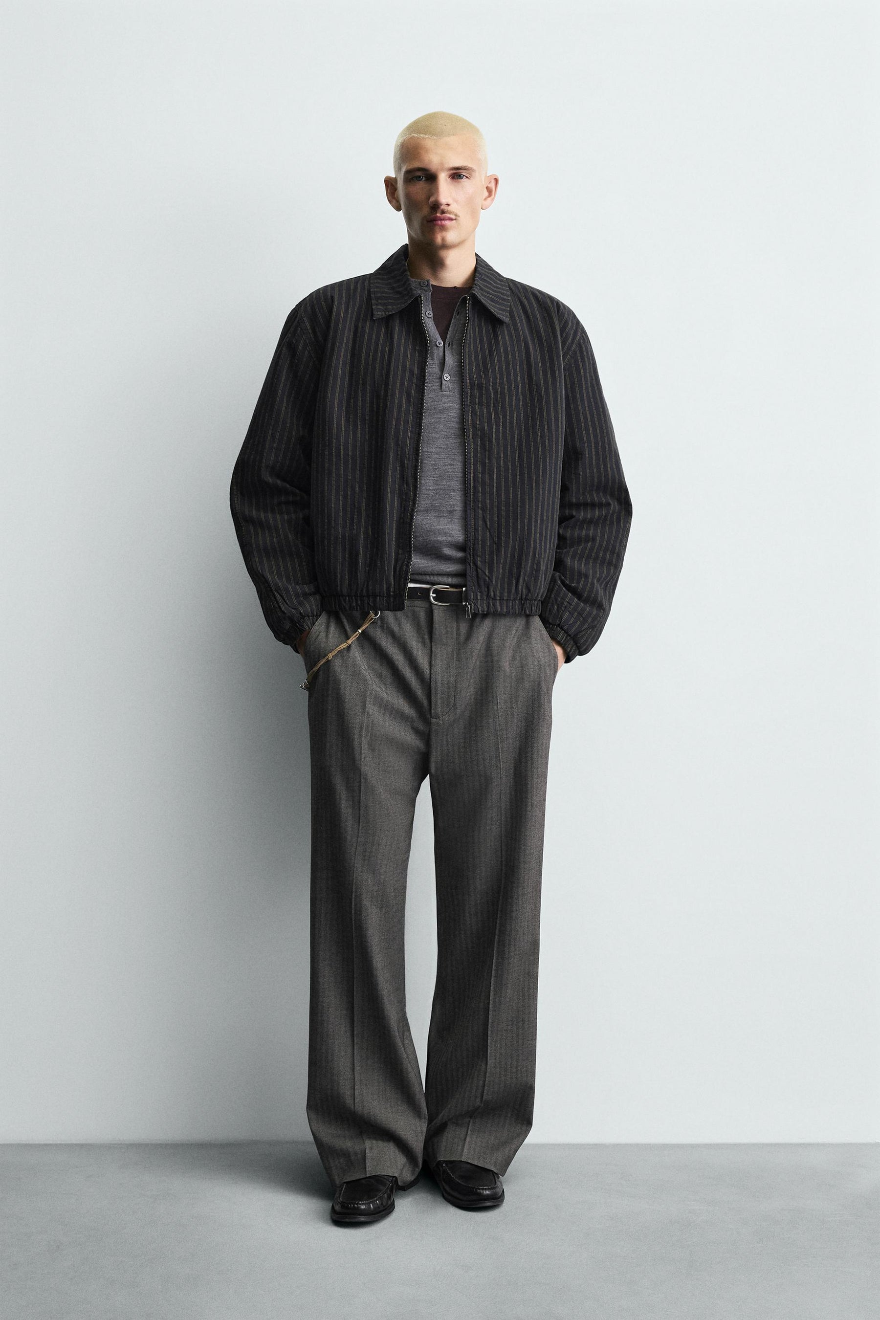 STRIPED CROPPED FIT JACKET - Image 1