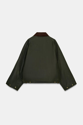 Jacke mit gewachstem Kontrastkragen