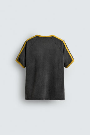 RIB T-SHIRT WITH CONTRAST SLOGAN - Image 7