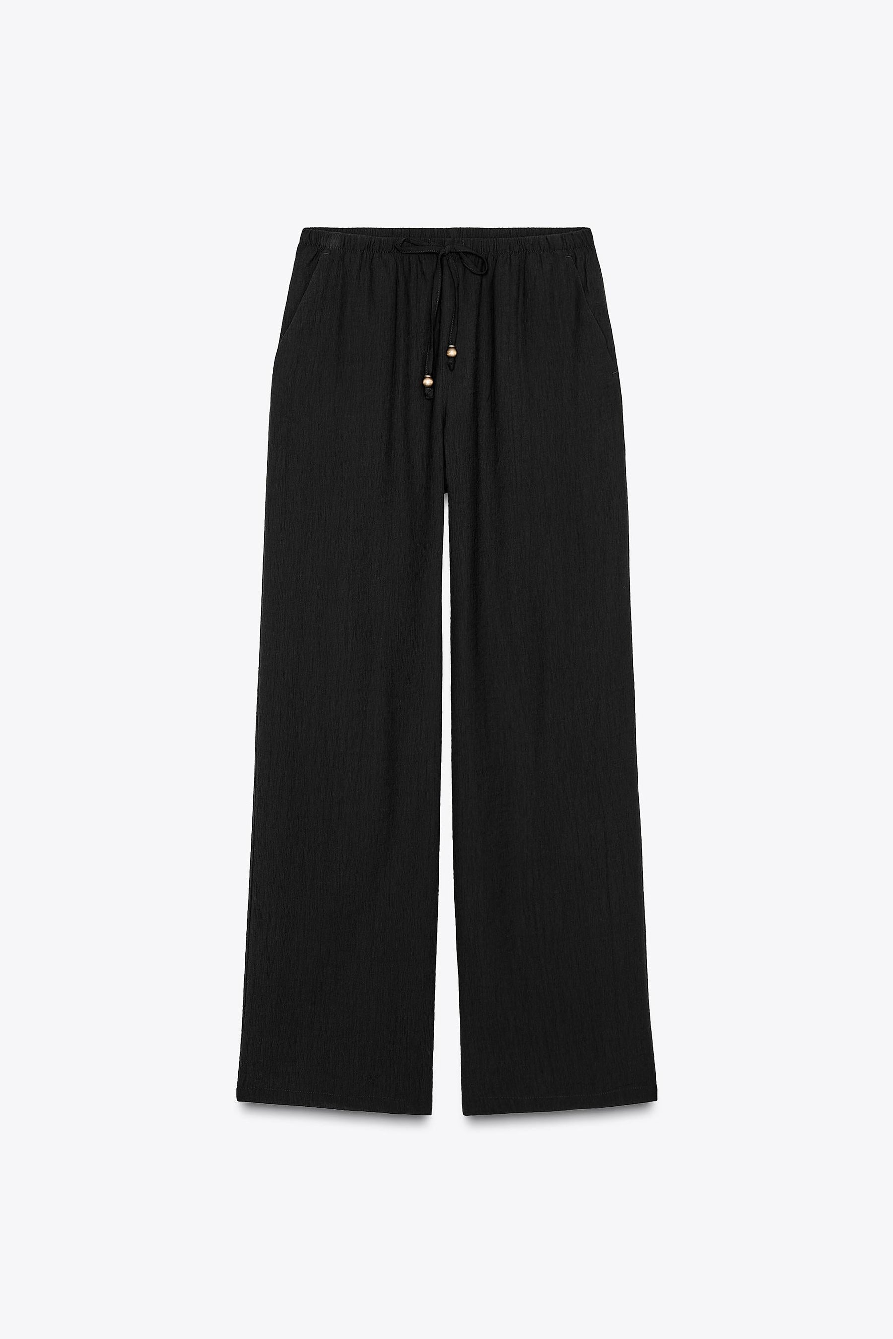 Wide-Leg Elastic Waistband Trousers
