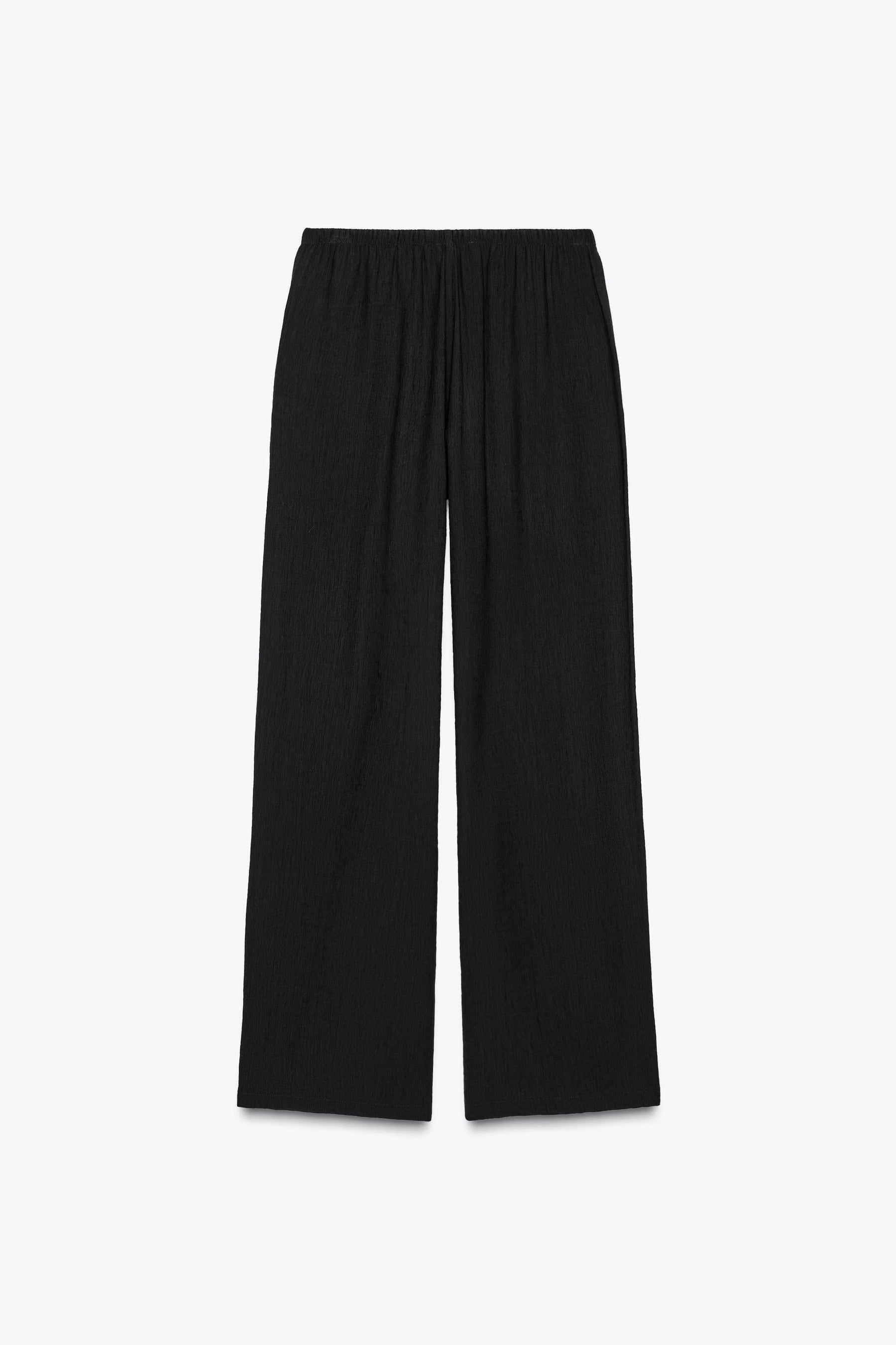 Wide-Leg Elastic Waistband Trousers