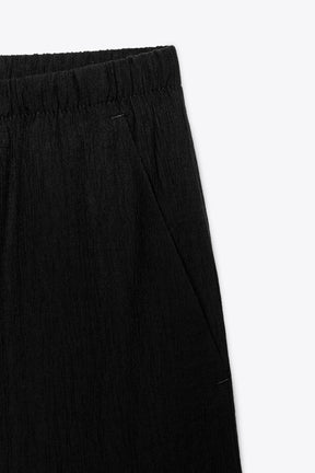 Wide-Leg Elastic Waistband Trousers