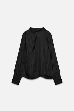 Satin Blouse with Buttons