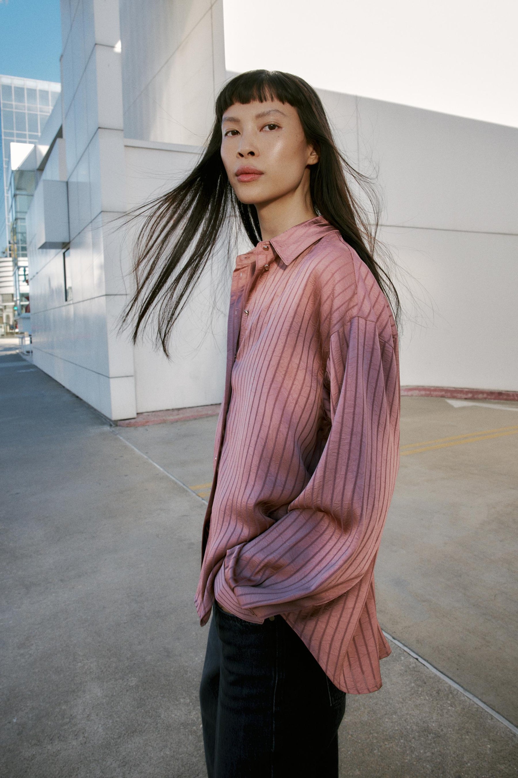 STRIPED SATIN SHIRT
