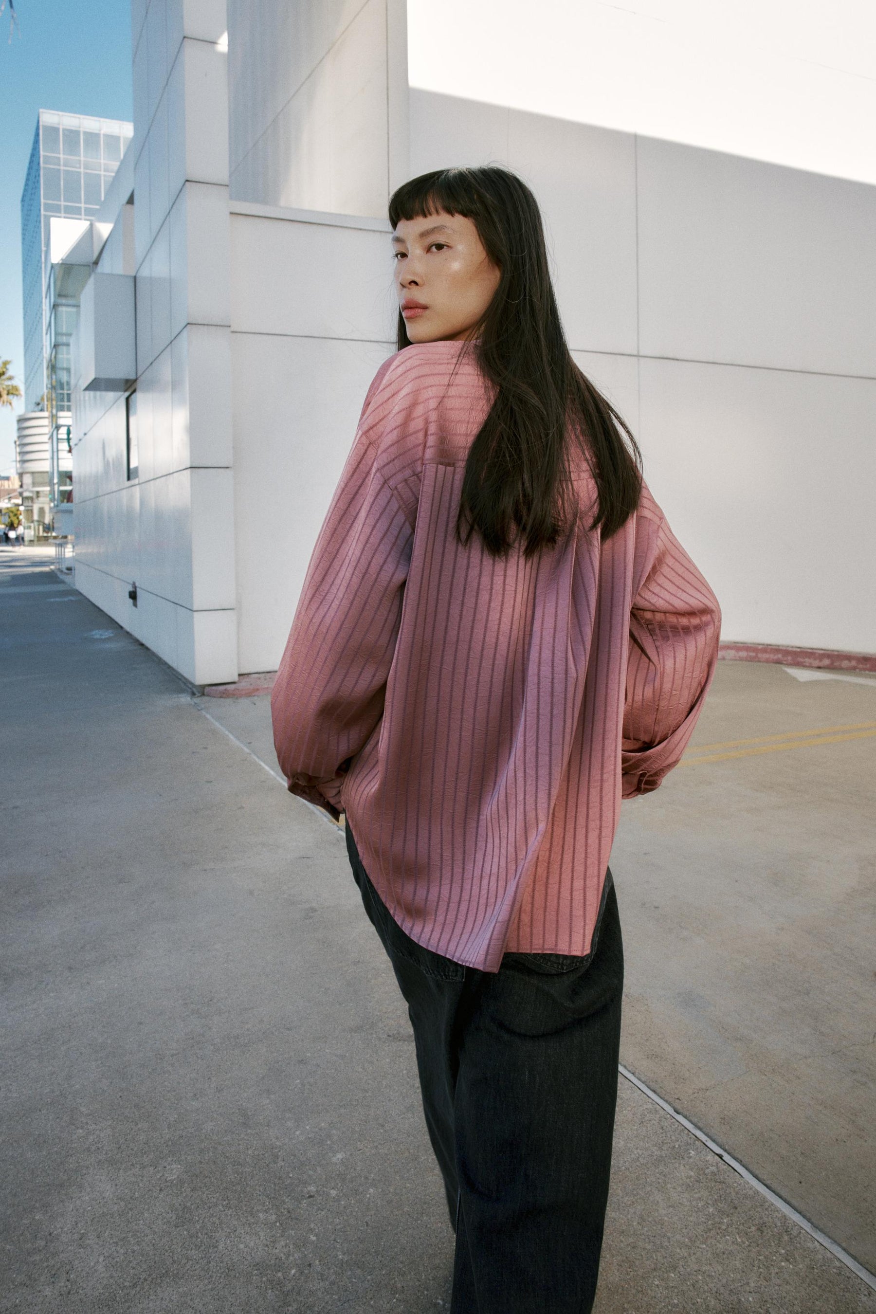 STRIPED SATIN SHIRT