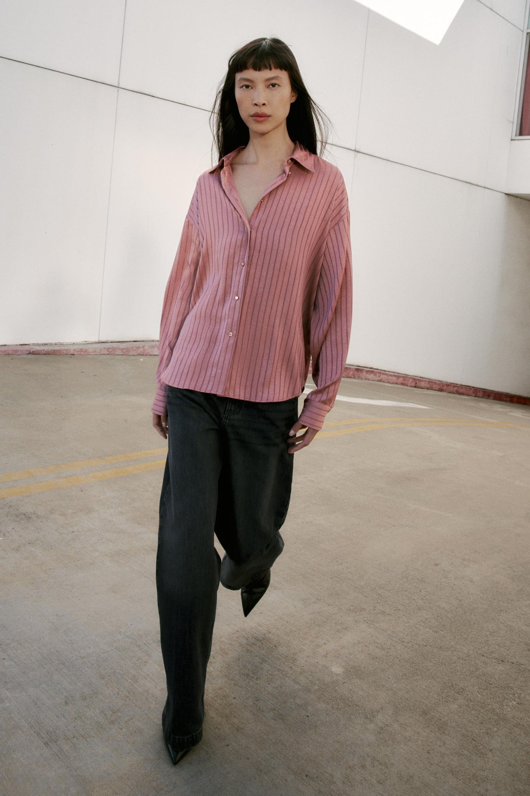 STRIPED SATIN SHIRT