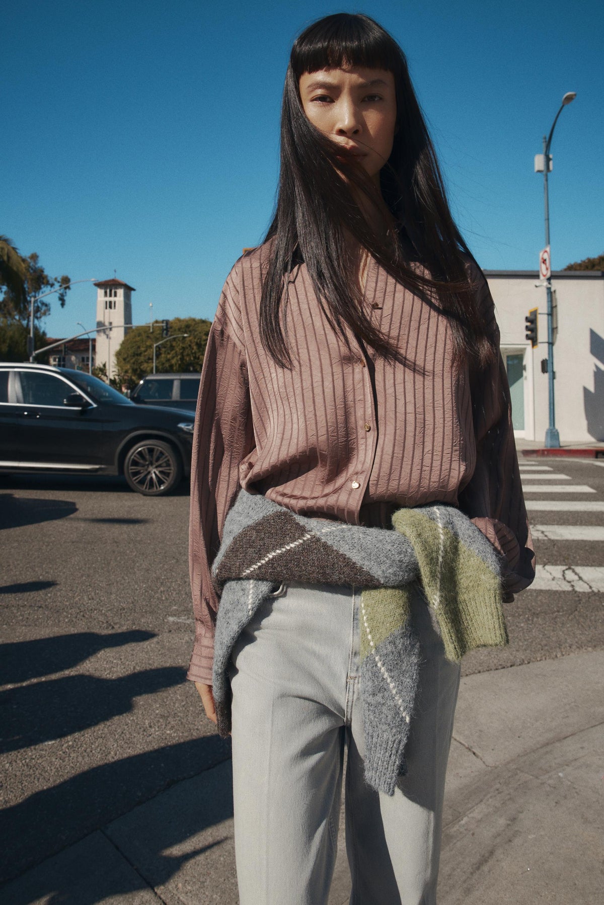 STRIPED SATIN SHIRT