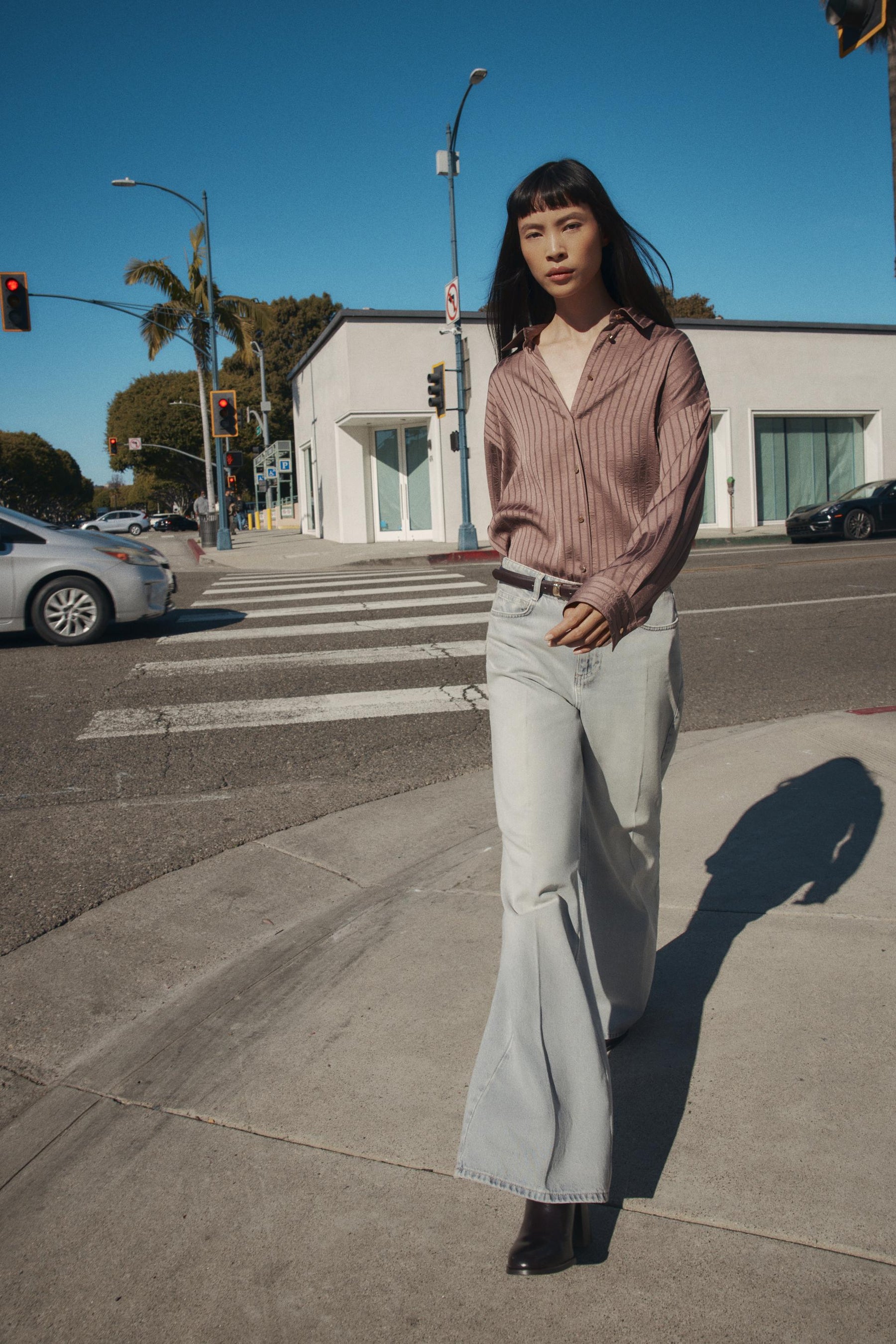 STRIPED SATIN SHIRT