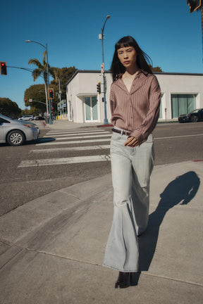 STRIPED SATIN SHIRT