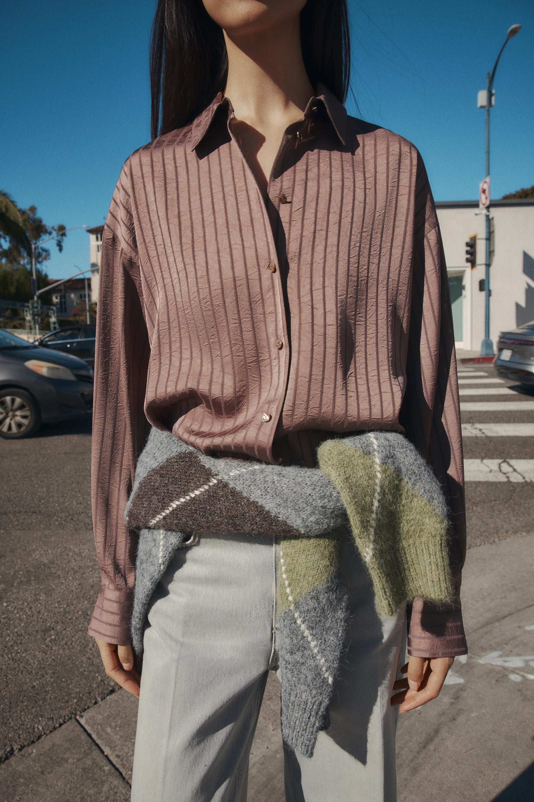 STRIPED SATIN SHIRT