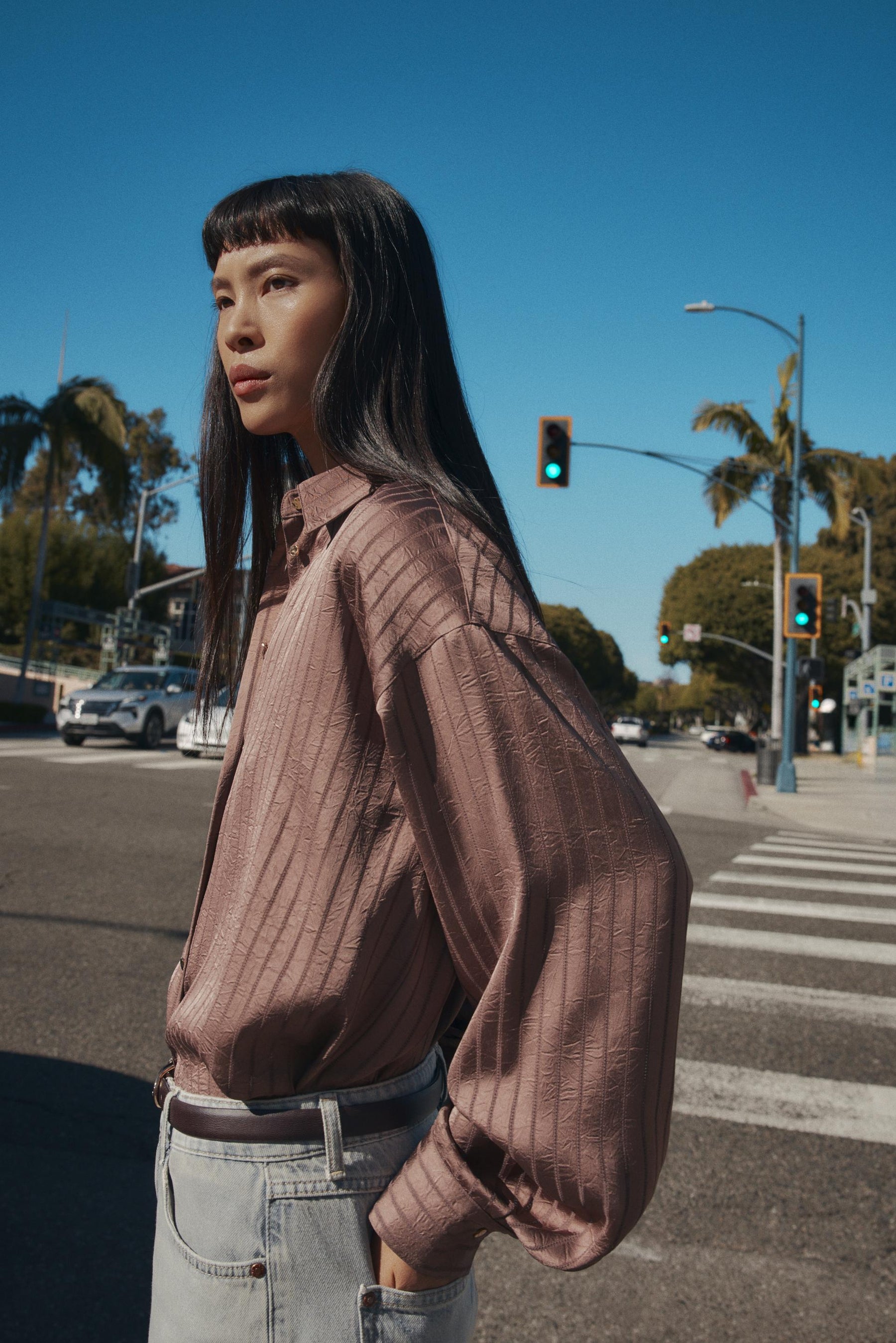 STRIPED SATIN SHIRT
