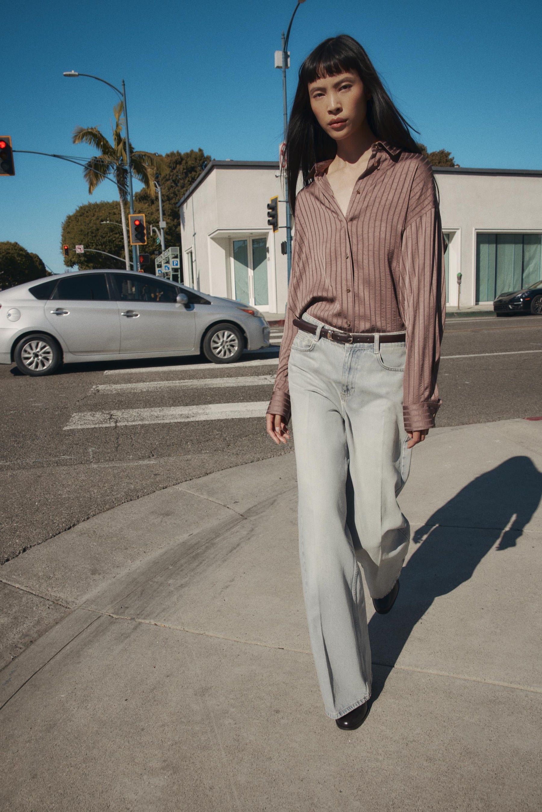 STRIPED SATIN SHIRT