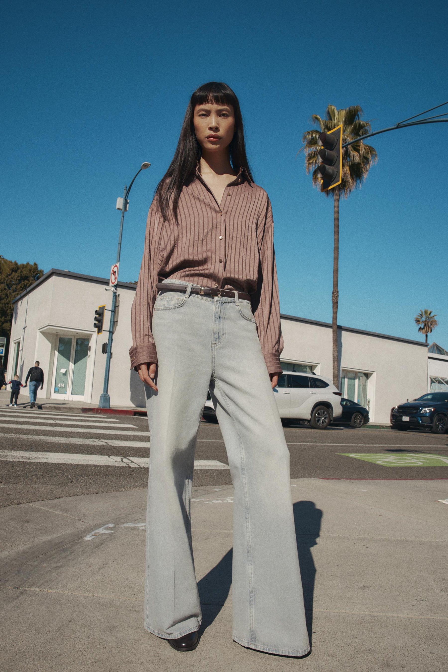 STRIPED SATIN SHIRT