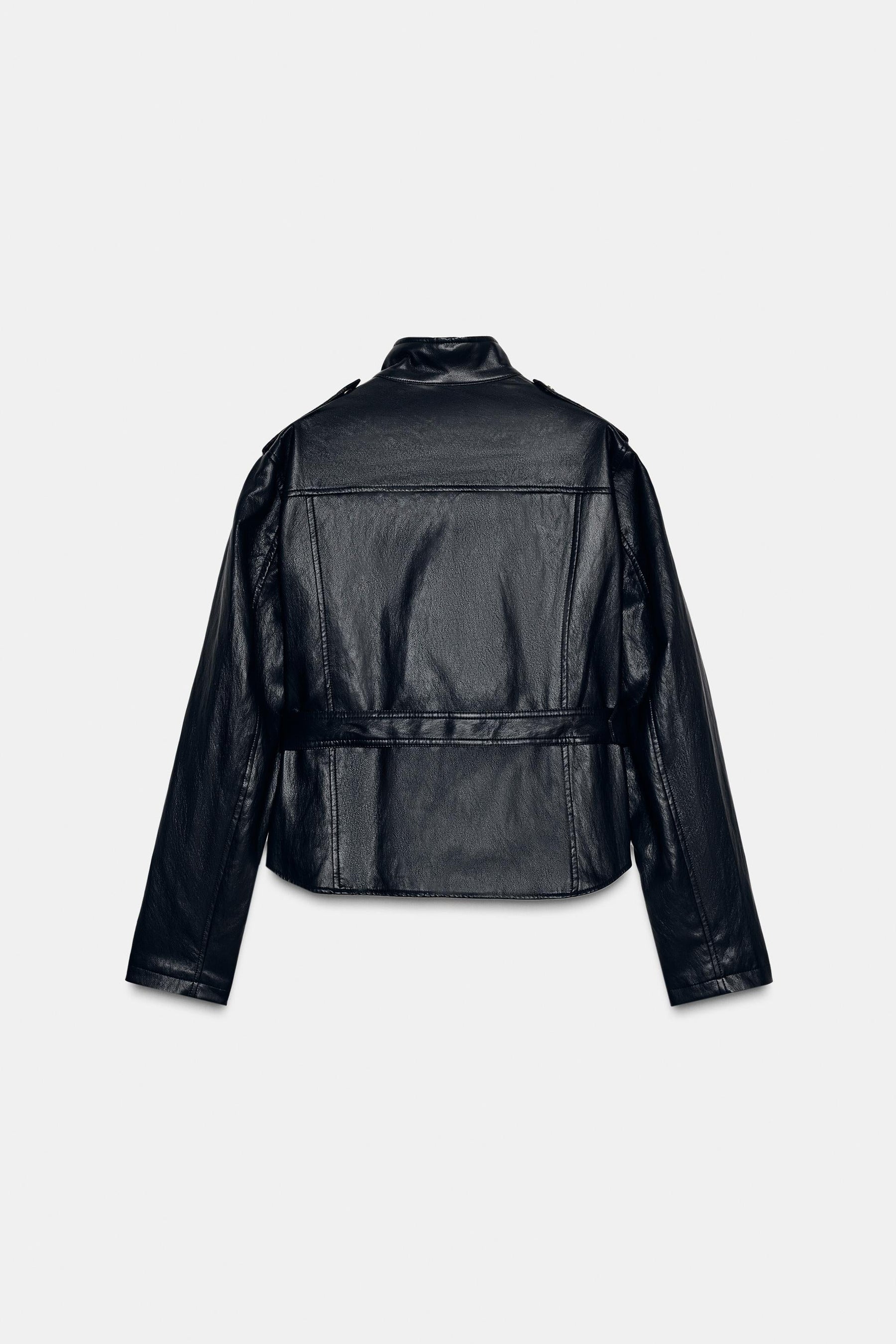 FAUX LEATHER JACKET WITH BELT - Image 9