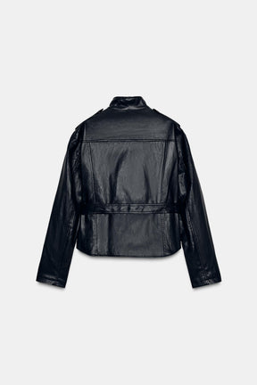 FAUX LEATHER JACKET WITH BELT - Image 9