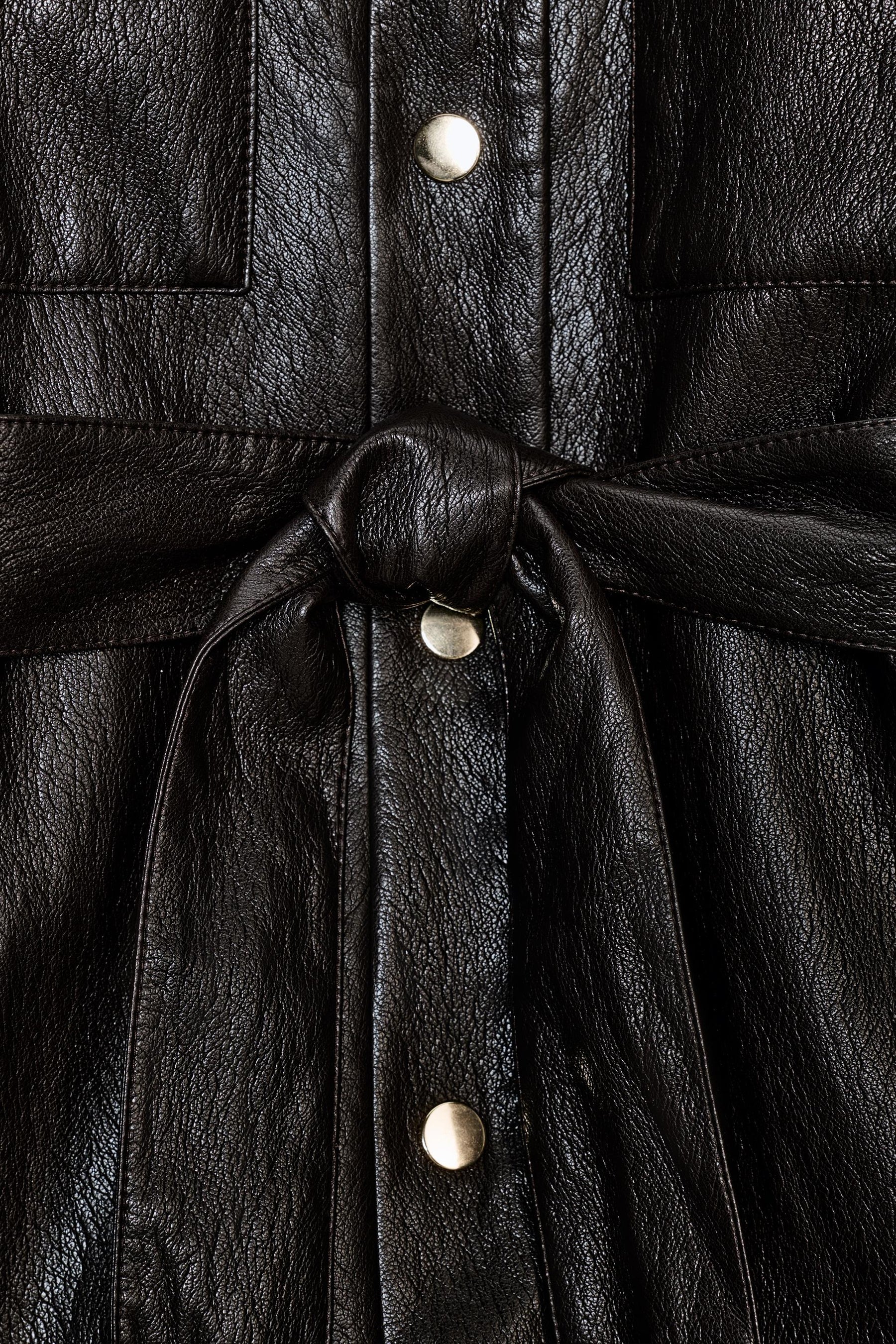 LONG FAUX LEATHER JACKET WITH BELT - Image 8