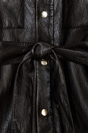 LONG FAUX LEATHER JACKET WITH BELT - Image 8