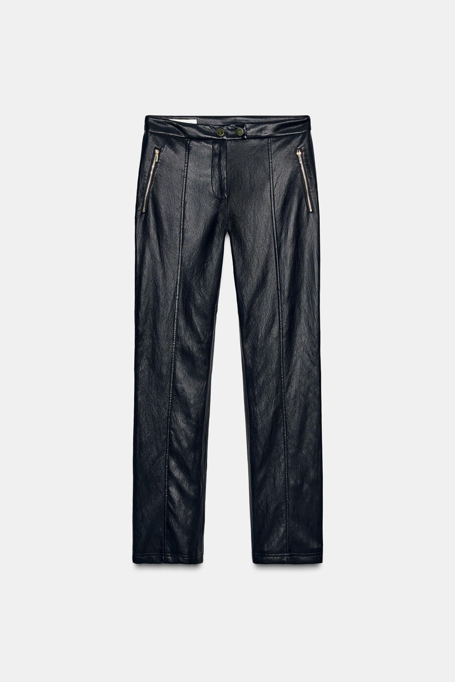 FLARE FAUX LEATHER TROUSERS