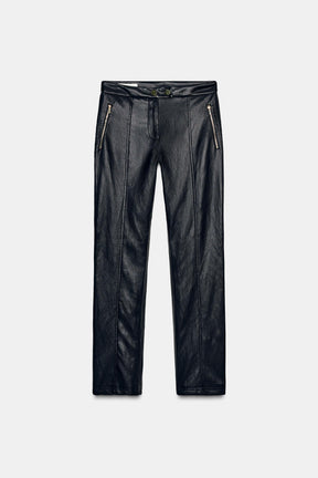 FLARE FAUX LEATHER TROUSERS