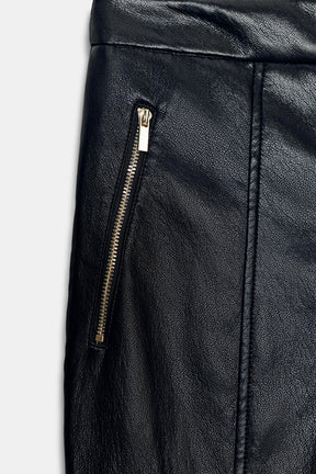 FLARE FAUX LEATHER TROUSERS