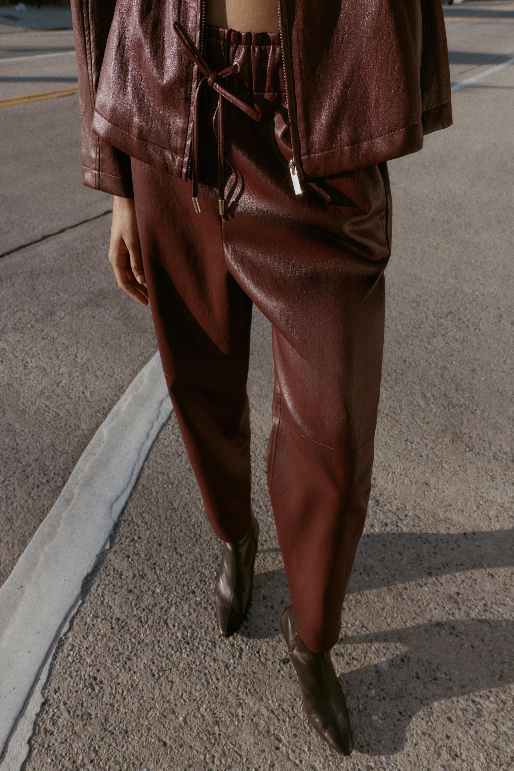 Elastic Waist Faux Leather