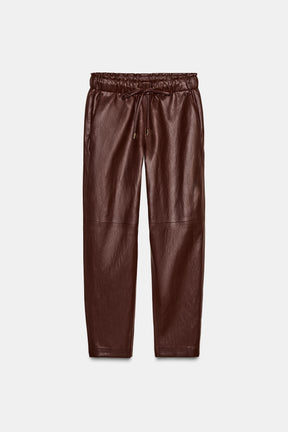 Elastic Waist Faux Leather