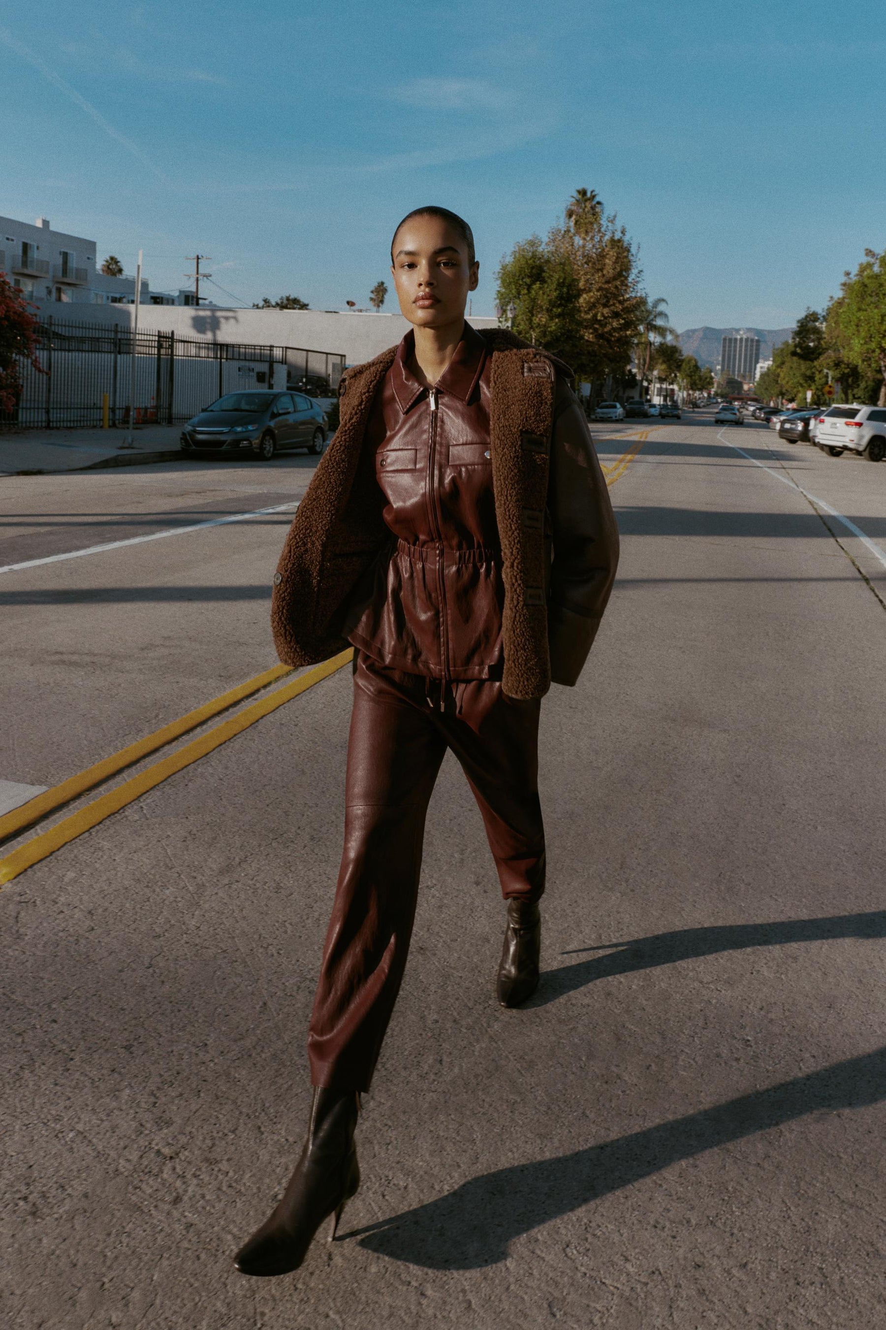 Elastic Waist Faux Leather