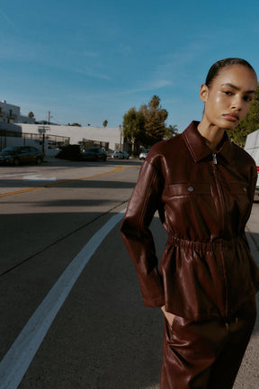 Kunstlederjacke mit elastischem Bund