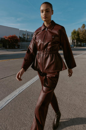 Kunstlederjacke mit elastischem Bund