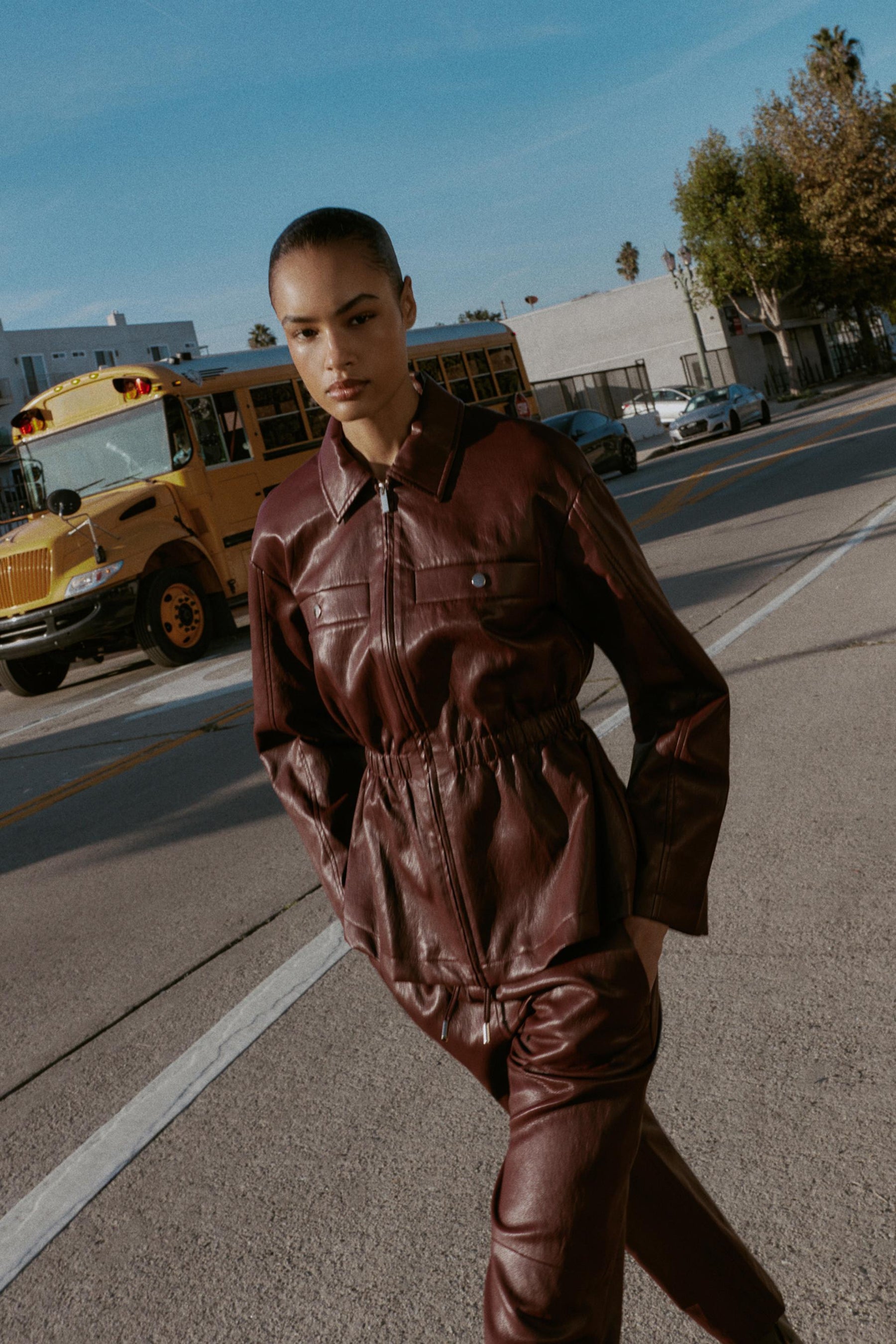 Kunstlederjacke mit elastischem Bund