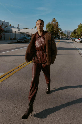 Kunstlederjacke mit elastischem Bund